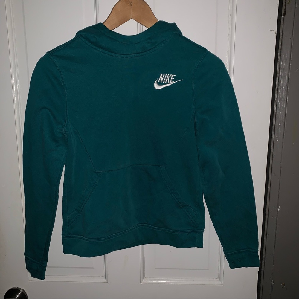 Nike Hoodie Youth Medium Boys Kids Turquoise Pullover Logo Sweatshirt